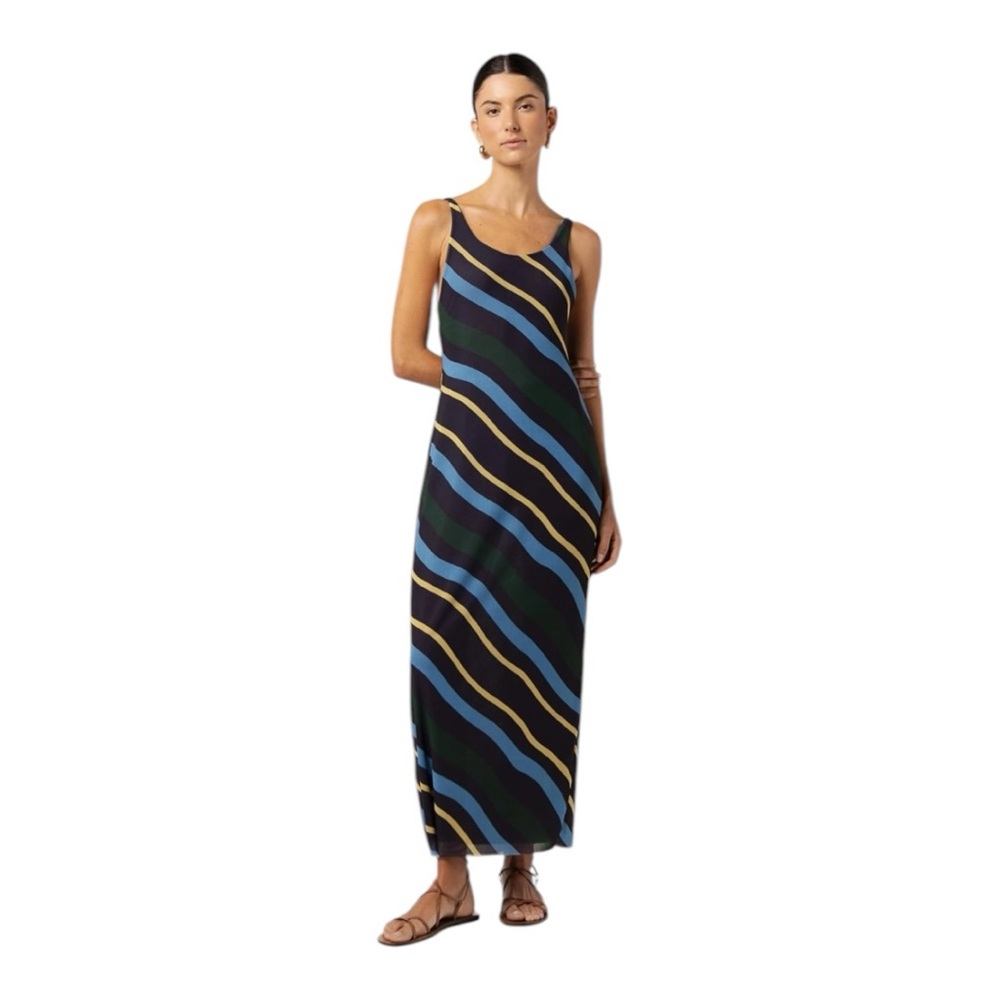 Cala De La Cruz Paradiso Azalea Striped A-Line Dress L